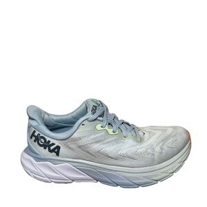 Hoka Arahi 6 Women's Light Blue, White and Lime Accent Running Shoe size 8B